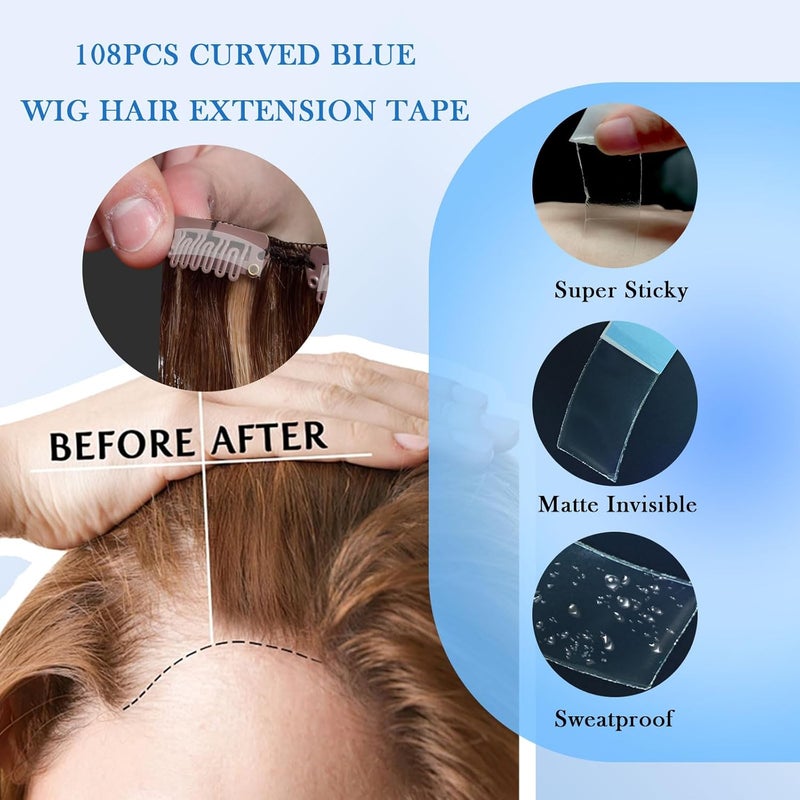 Comdian 36 PCS Waterproof Lace Tape for Hairpiece Wig Tape, Adhesive Double Sided Waterproof, Strong Hold Clear Lace Supports Toupees for Hair Extension Blue 1/2 - Image 3